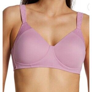 Playtex Secrets Smoothing Bra 46D Pink Wireless Full Coverage Lightly Padded NEW